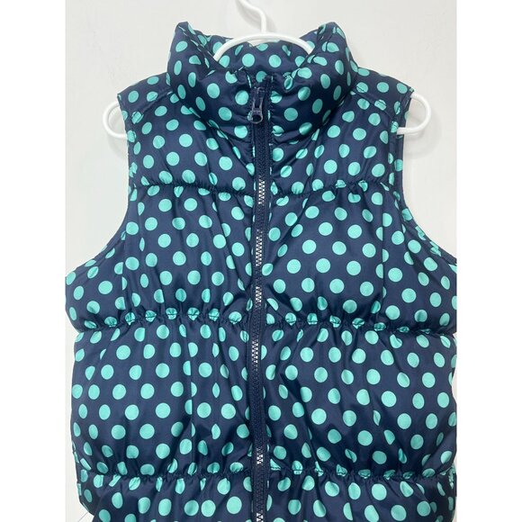 Old Navy Girls Blue Polka Dot Puffer Vest Size 8 | Frost Free Winter Layer - Picture 3 of 16